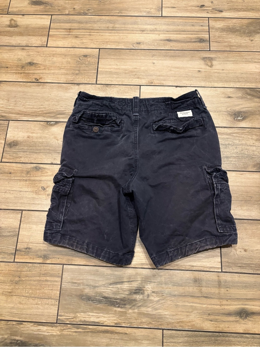 Vintage Baggy Abercrombie & Fitch Navy Blue Cotton Cargo Shorts Mens 34
